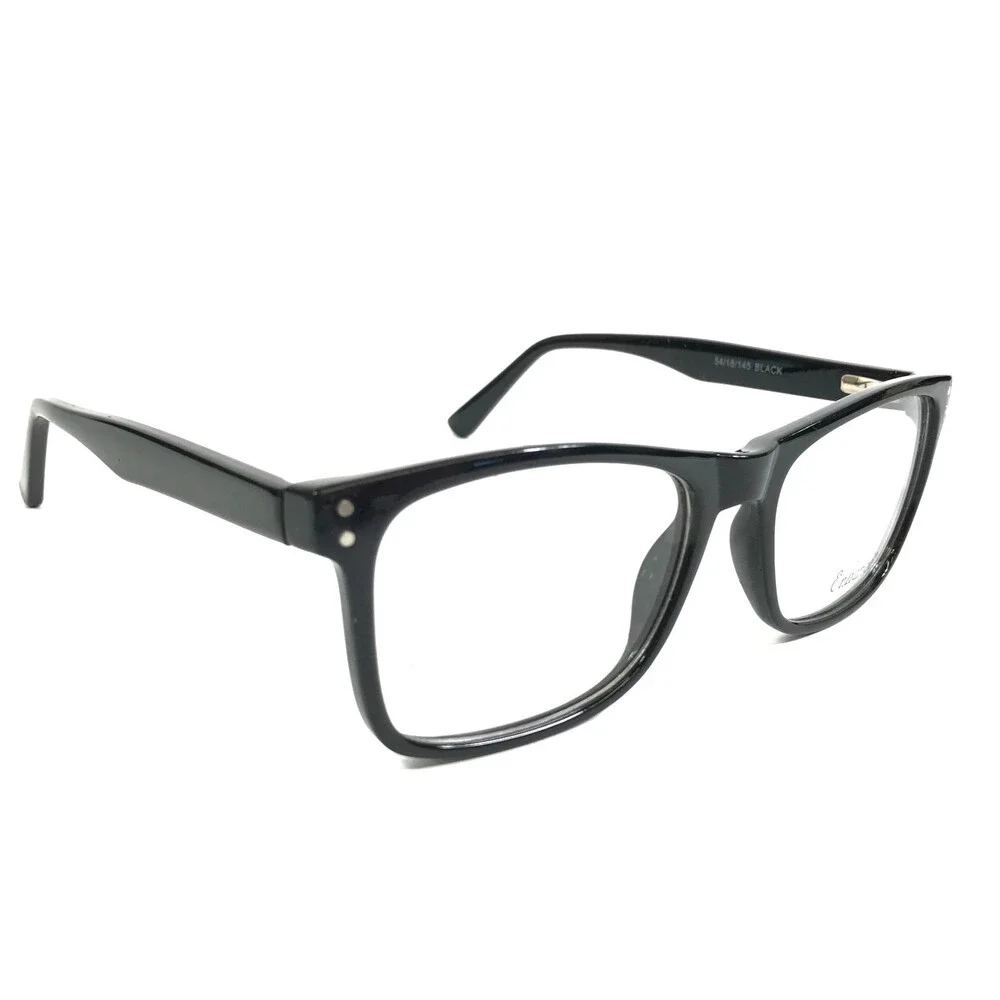Enhance Eyeglasses Frames 4139 BLACK Polished Rectangle Full Rim 54-18-145